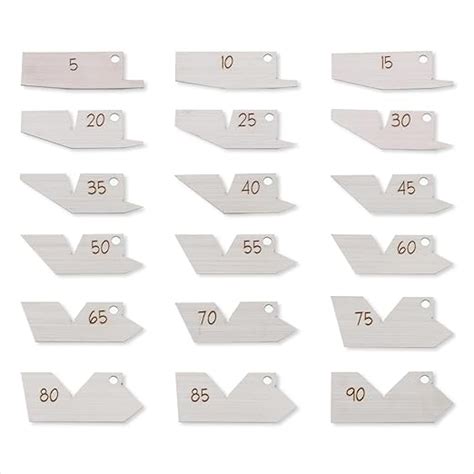 Angle Gauge 18 Pieces Set Template Gage Inspection Tool Stainless Steel ...