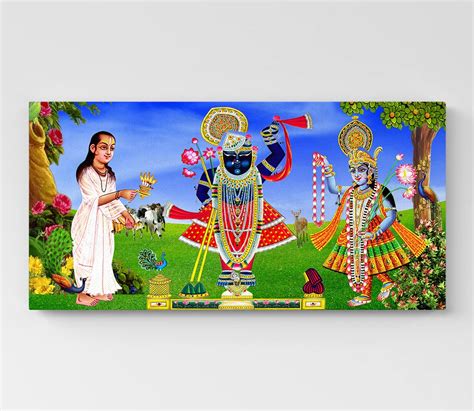 GM GIFT MASTER Lord Shrinathji Yamunaji Mahaprabhuji Canvas Photo Frame ...
