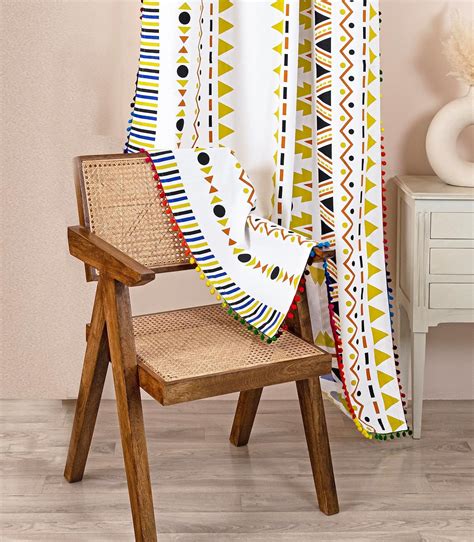 Buy HOMEMONDE Tribal Printed Door Cotton Opaque Curtain with 3 Side ...