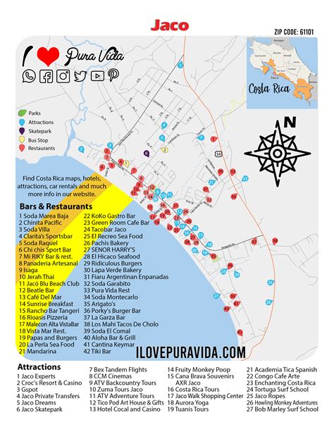 Jaco Beach Map: Explore Stunning Restaurants and Activities