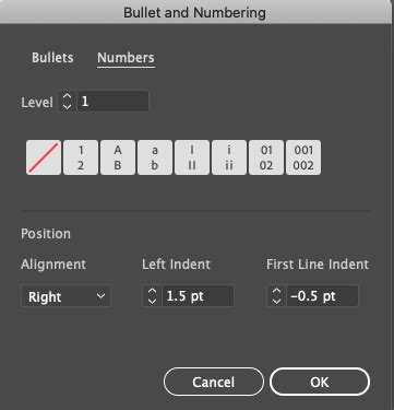 Create and format numbered and bulleted lists in Illustrator