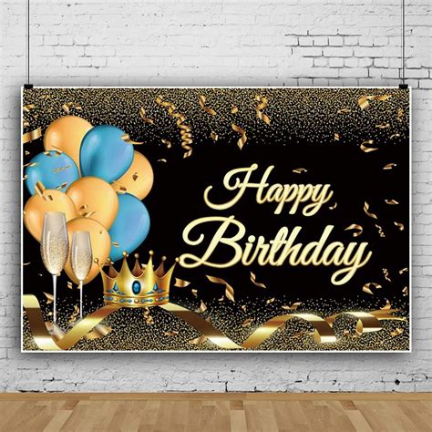 Buy Leowefowa Deluxe Royal Themed Birthday Backdrop Vinyl 7x5ft Golden ...