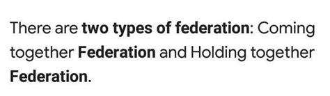 Name the two types of federation with example? - Brainly.in