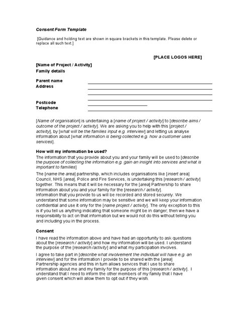 Consent Form Template Wor d34 | PDF | Information