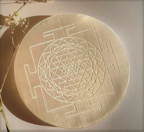 Natural Selenite Shree Yantra Charging Plate – The Spiritual Living