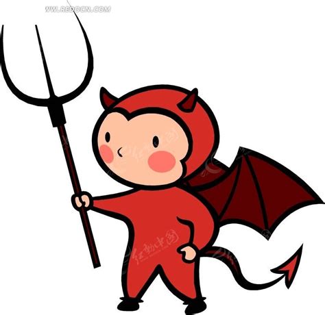 拿着叉子的小恶魔卡通画CDR素材免费下载_红动中国