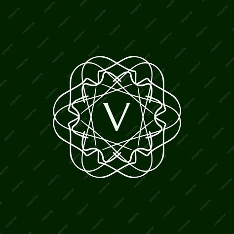 Premium Vector | Initial letter v floral ornamental border circle frame logo
