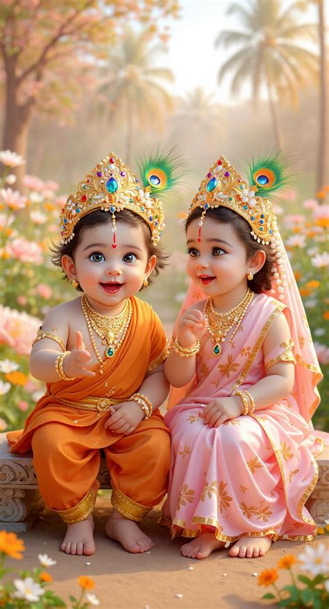 Cute Baby Radha & Krishna AI Images Prompt Ideas - Aivana