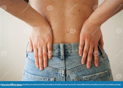 Kidney Infection Pyelonephritis Urinary Tract Infection. Attractive Woman Feel Backache Spine ...