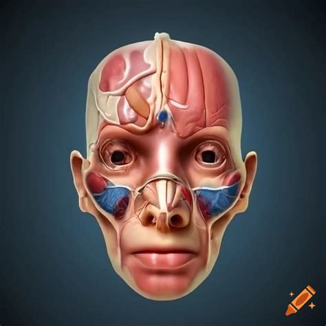 Front view anatomical human nose with all skin layers to cartilage on Craiyon