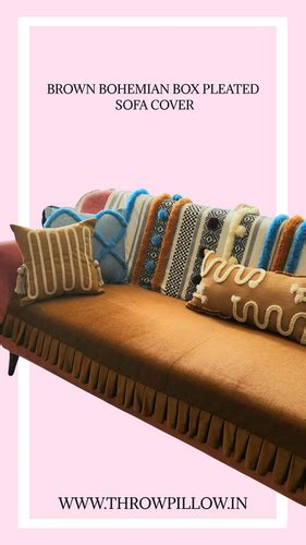 Brown Bohemian with Box Pleats Sofa Cover | Throwpillow