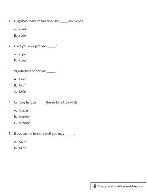 Image result for Multiple Choice Worksheet Maker