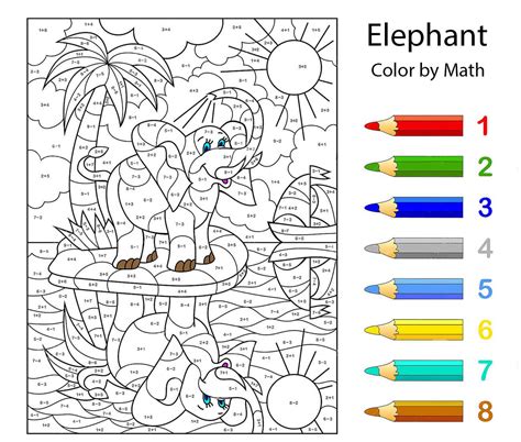 Elephant Color by Number - Sheet 5 - Download, Print Now!
