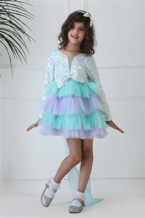 Buy-Mermaid Whispers Bow Frilly Dress-Birthday Dress for Girls - Multi ...