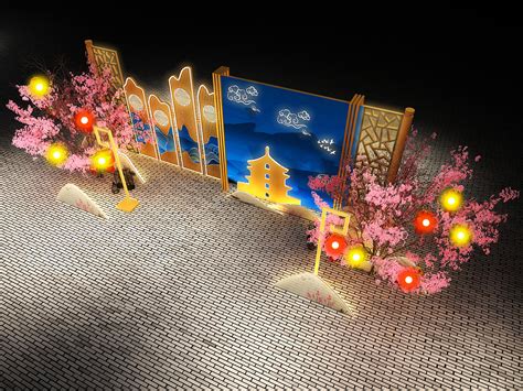 3D设计效果图 2021新春商场新中式美陈DP拍照打卡点|三维|场景|艾蓝木子 - 原创作品 - 站酷 (ZCOOL)