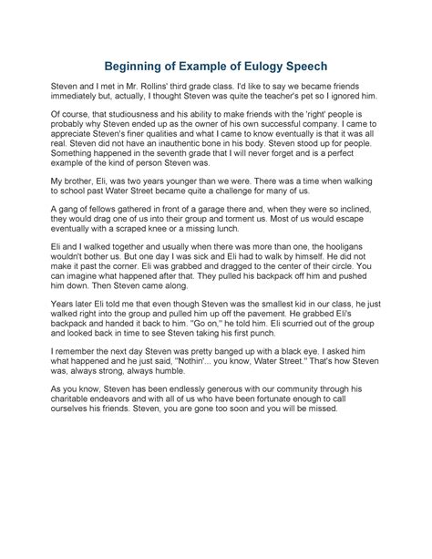 Template Eulogy Examples