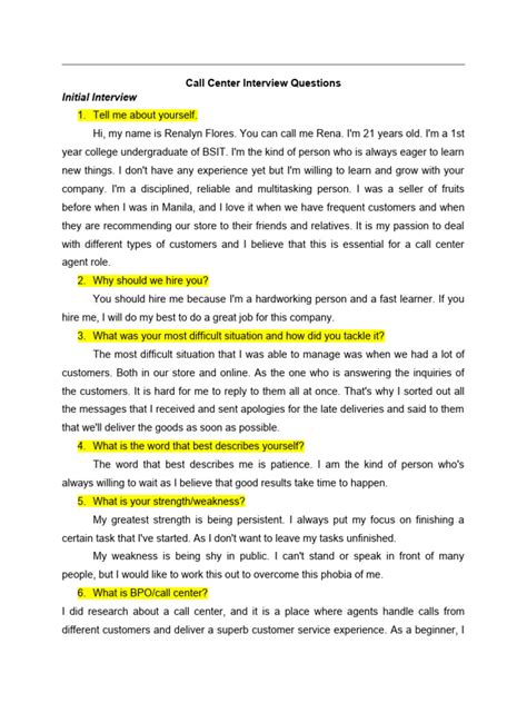 Image result for Call Center Sample Question