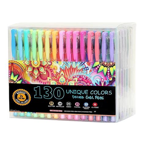 Buy OfficeThink 130 Unique Gel Pens Set - Ergonomic Grips - Color Codes ...