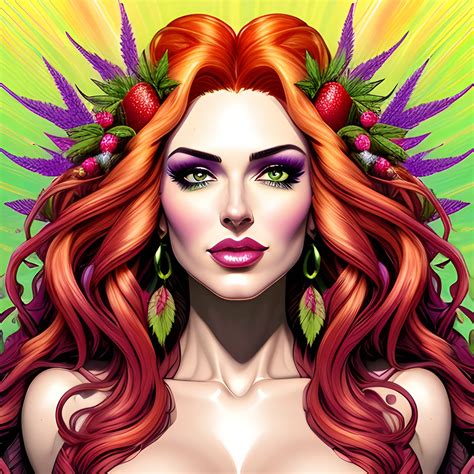 comic book version of young Strawberry Shortcake as a marijuana Goddess, pretty and highly ...