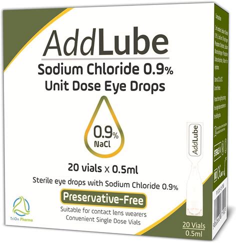 AddLube Eye Drops with 0.9% Sodium Chloride, Saline Solution, Eye Drops ...