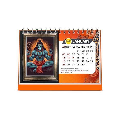 ESCAPER Hanuman Ji Desk Calendar 2025 Lord Hanuman Hindu God 12 Monthly ...