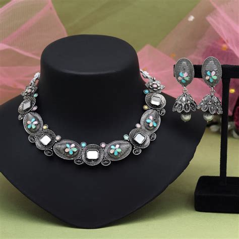 Wholesale Oxidized Necklaces | Silver Oxidised Jewellery Set