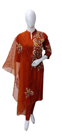Premium dola silk embroidered suit set– Aashvi Couture