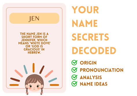 Jen - Hebrew Girl Name Meaning and Pronunciation