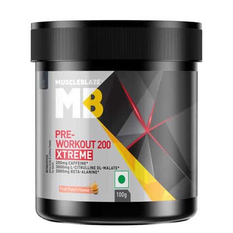 Buy MUSCLEBLAZE PRE WORKOUT 200 XTREME | 200MG CAFFEINE | 2000MG BETA ...