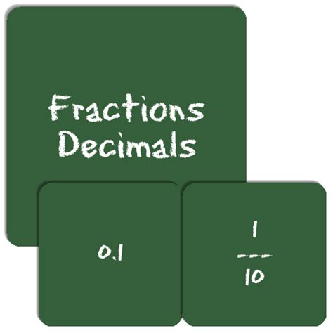Fractions Decimals - Match The Memory