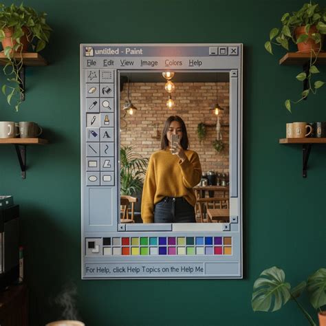 Ms Paint Mirror, Retro Windows 95 Style Wall Mirror, Nostalgic Aesthetic Decor, Handmade Pixel ...