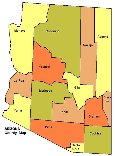 Image result for Arizona County Map