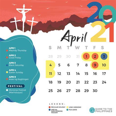 April 2021 Calendar | Philippine Holidays and Long Weekends | Long ...