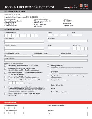 Account Holder Request Form - Blank Fillable Template | Fill Out, Print ...