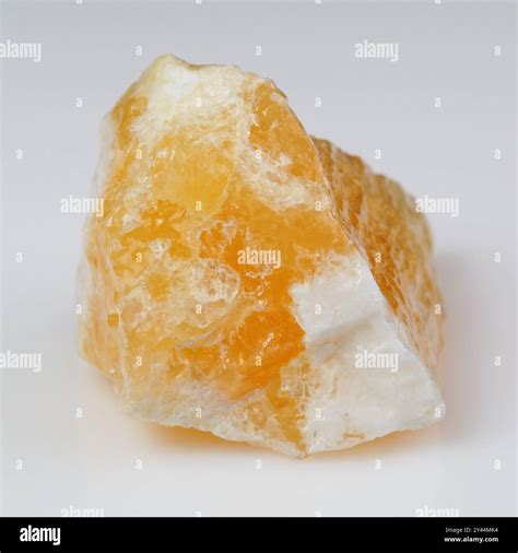 Stunning Yellow Calcite Mineral Specimen Against Clean Background Stock ...