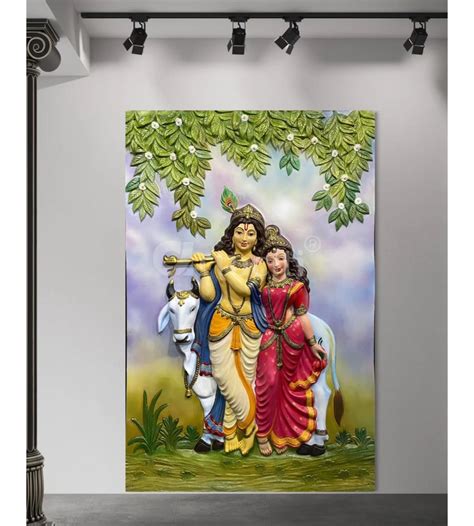6X4 Feet Radha Krishna 3D Relief Mural Wall Art