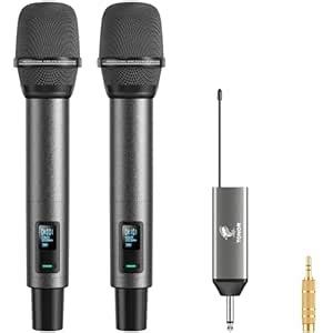 TONOR Wireless Microphones, UHF Rechargeable Cordless Karaoke Mics ...