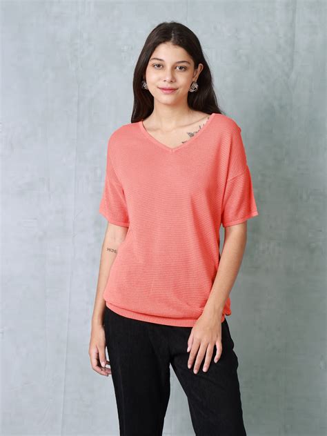 Women Orange Knitted Top – FYVA