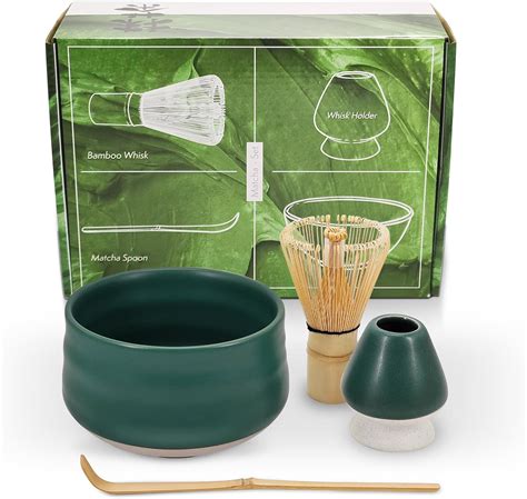 Amazon.com: Matcha Tea Set, Japanese Matcha Whisk Set with Emerald ...