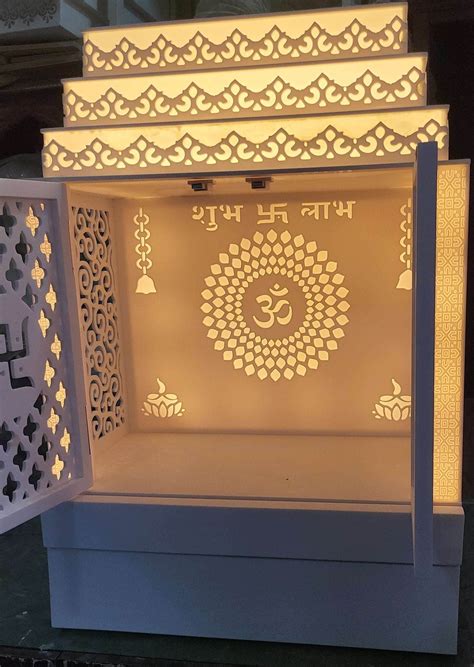 Corian temple with door wallmount | Corian Temple | Satguru Creations