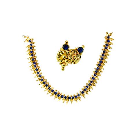 Gold Plated Neckace Double side Color Blue with Gold – Jillcart