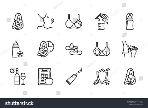 Breastfeeding Flat Line Icon Set Vector 库存矢量图（免版税）2017190327 | Shutterstock