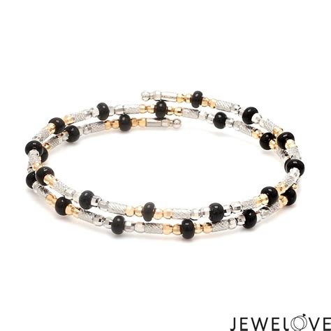 Japanese Platinum Rose Gold with Black Beads Nazariya / Nazariye Brace ...
