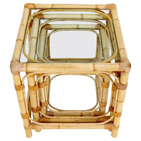 Gorgeous Pair of Split Bamboo End Tables at 1stDibs