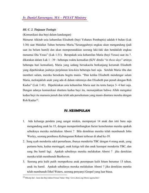 Aborsi Tinjauan Etika Kristen | PDF