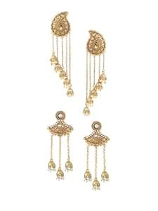 Zaveri Pearls Gold Tone Set Of 2 Traditional Dome Shape Jhumki Drops ...