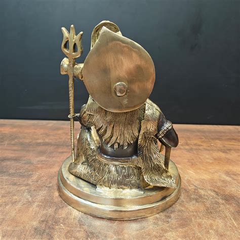 Brass Lord Shiva Idol With Nandi & Shiv Ling Black Gold Finish 9 Inch ...