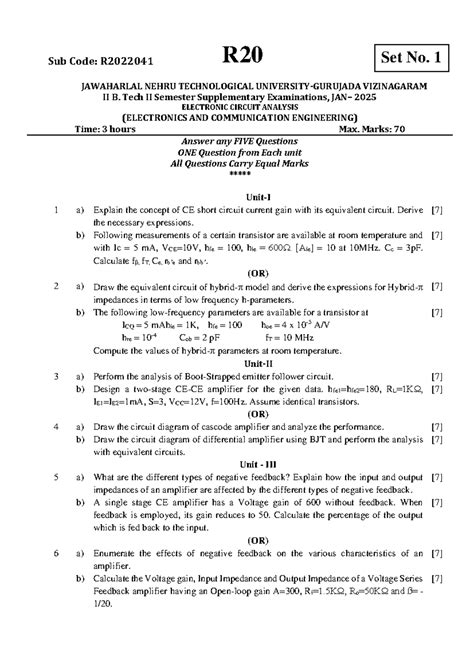 R2022041 ECE II B. Tech II Sem Supplementary Exam 2025: ECA Set 1 - Studocu