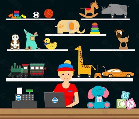 可爱儿童玩具店商品矢量图背景素材免费下载(图片编号:8732047)-六图网