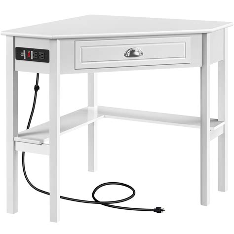 Buy Yaheetech L Shaped Corner Computer Desk with Power Outlets ...